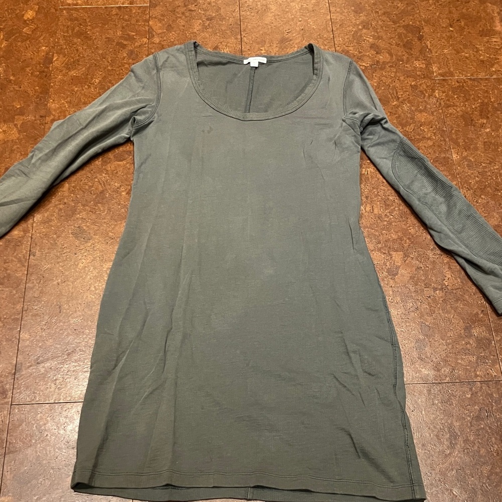 James Perse Olive Ribbed Knit Top